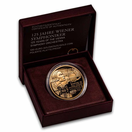 2025 Austria Pf Gold €100 125 Yrs Vienna Symphony Orchestra