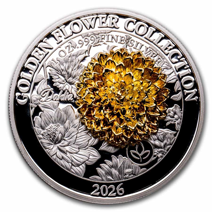 2026 Samoa 1 oz Silver Golden Flower Collection: Dahlia