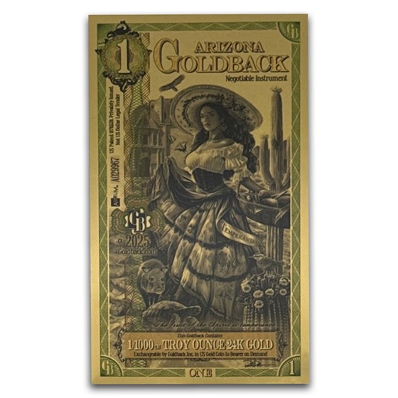 2025 1 Arizona Goldback - Aurum Gold Foil Note (24k) PCGS 70