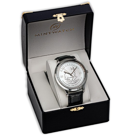 Silver South African Krugerrand Leather Watch