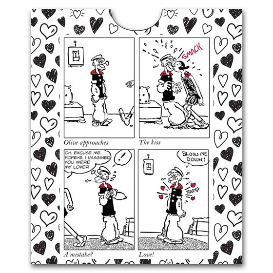 1 oz Silver Colorized Bar - Popeye &amp; Olive Oyl "The Kiss"