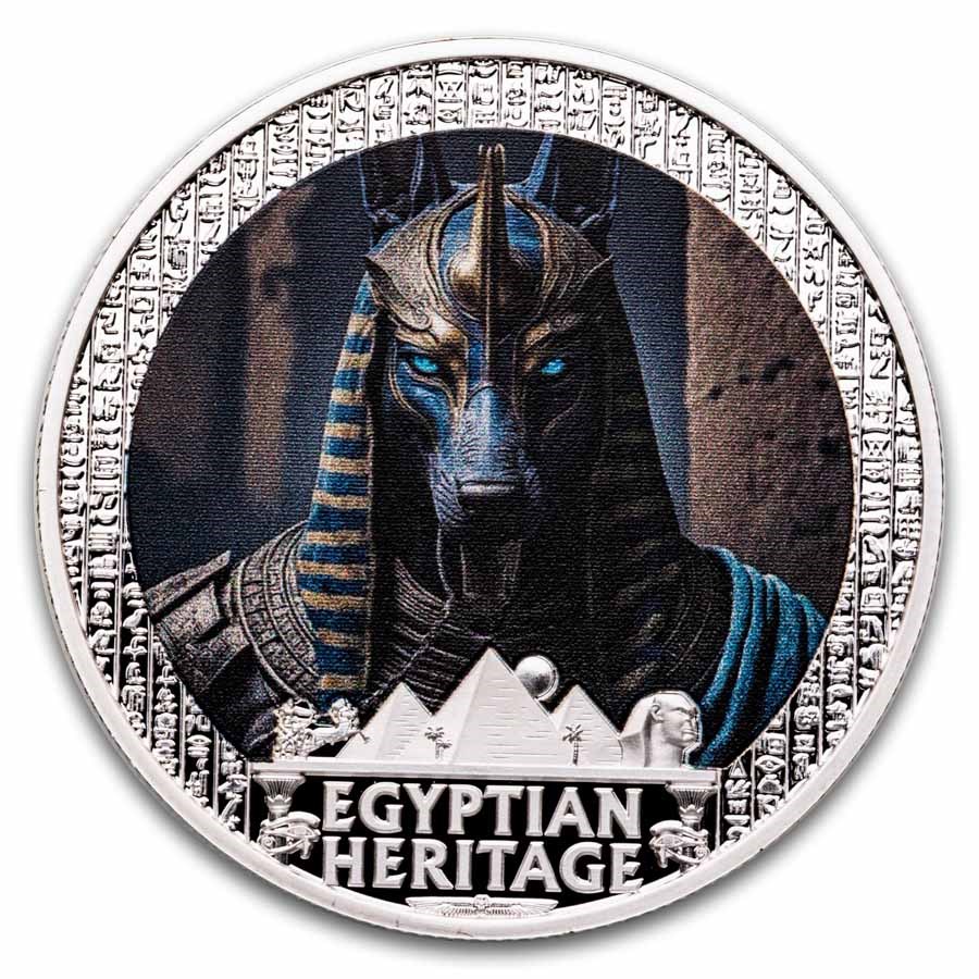 2025 Liberia 1 oz Silver Egyptian Heritage: Anubis