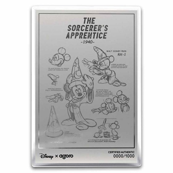 2025 Niue 1 oz + 5g Silver $2 Disney Fantasia Mickey Collectibles