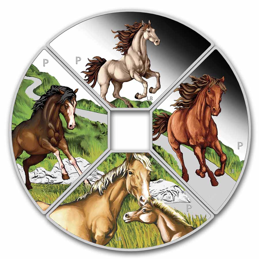 2026 TUV 4 oz Silver Year of the Horse Quadrant Colorized PF Set
