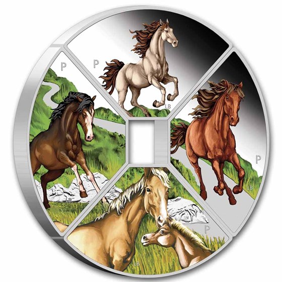 2026 TUV 4 oz Silver Year of the Horse Quadrant Colorized PF Set