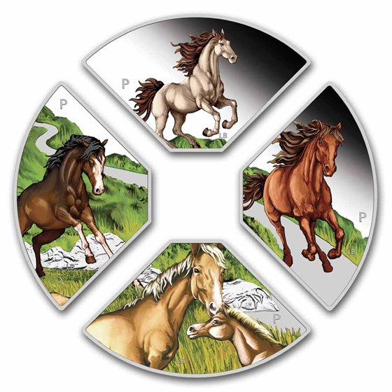 2026 TUV 4 oz Silver Year of the Horse Quadrant Colorized PF Set