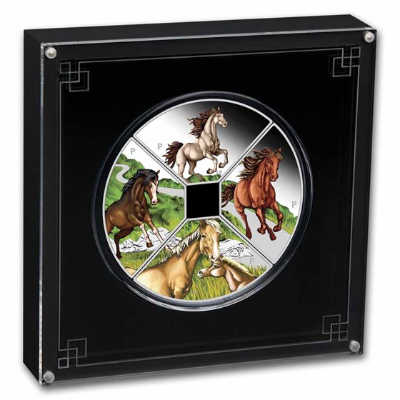 2026 TUV 4 oz Silver Year of the Horse Quadrant Colorized PF Set