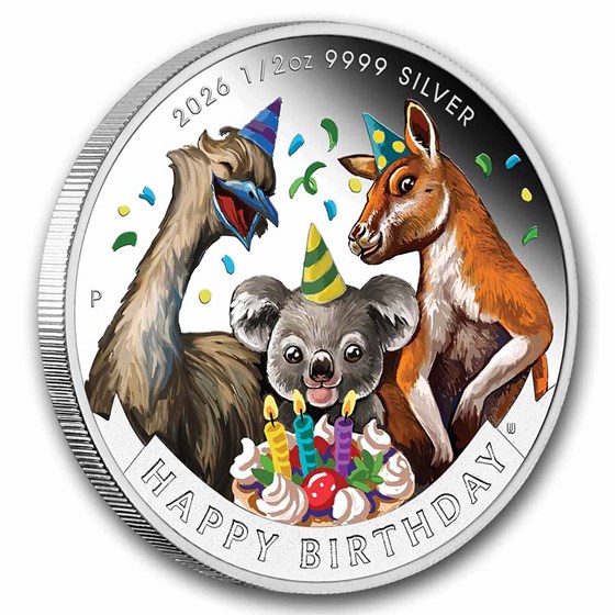 2026 Australia 1/2 oz Silver Colorized Happy Birthday PF (Card)