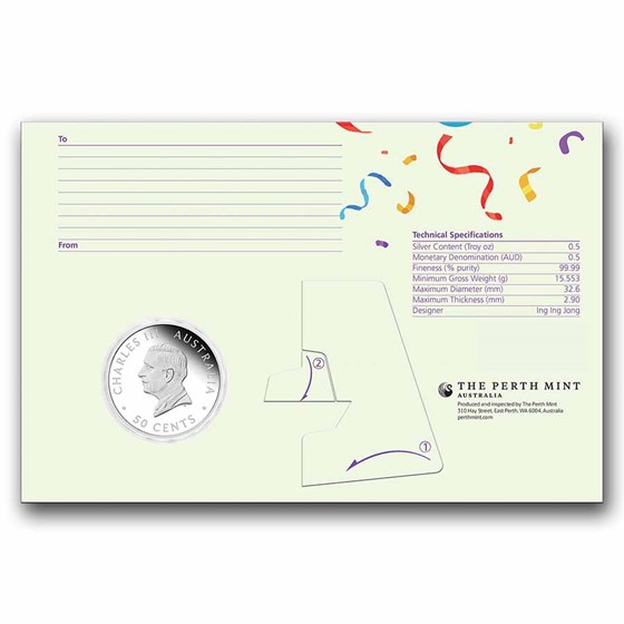 2026 Australia 1/2 oz Silver Colorized Happy Birthday PF (Card)
