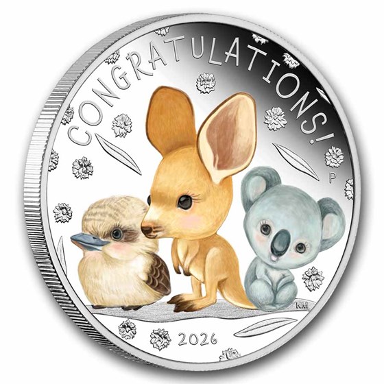 2026 Tuvalu 1/2 oz Silver Colorized Newborn Proof (Box)