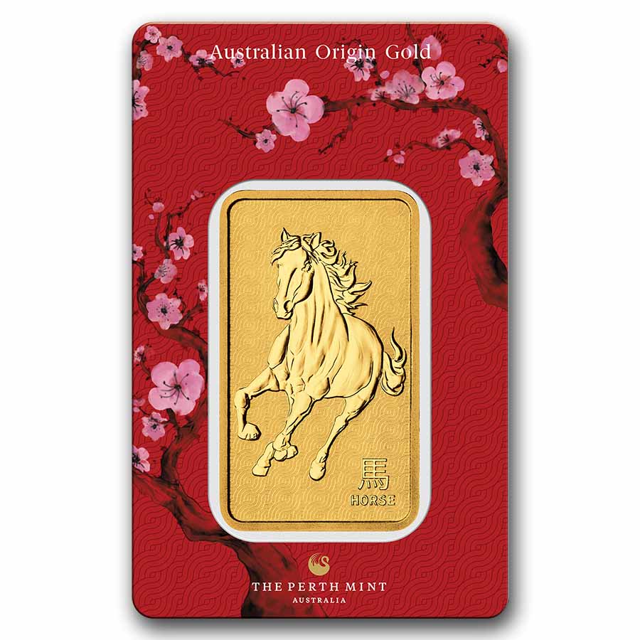 2026 1 oz Gold Bar - Perth Mint Lunar Horse (In Assay)