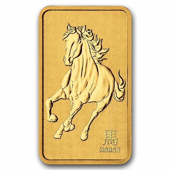 2026 1 oz Gold Bar - Perth Mint Lunar Horse (In Assay)