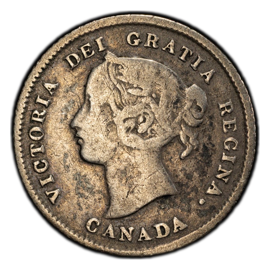 1875-H Canada Silver 5 Cents Victoria VF-20 PCGS (Large Date)