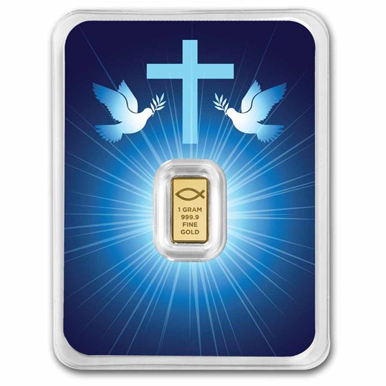 1 gram Gold Bar - Blessings of Jesus Christ (Dove &amp; Cross TEP)