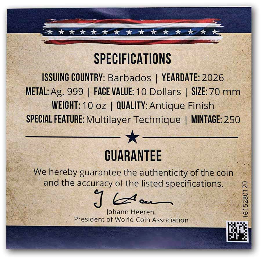 2026 Barbados 10 oz Silver Declaration of Independence