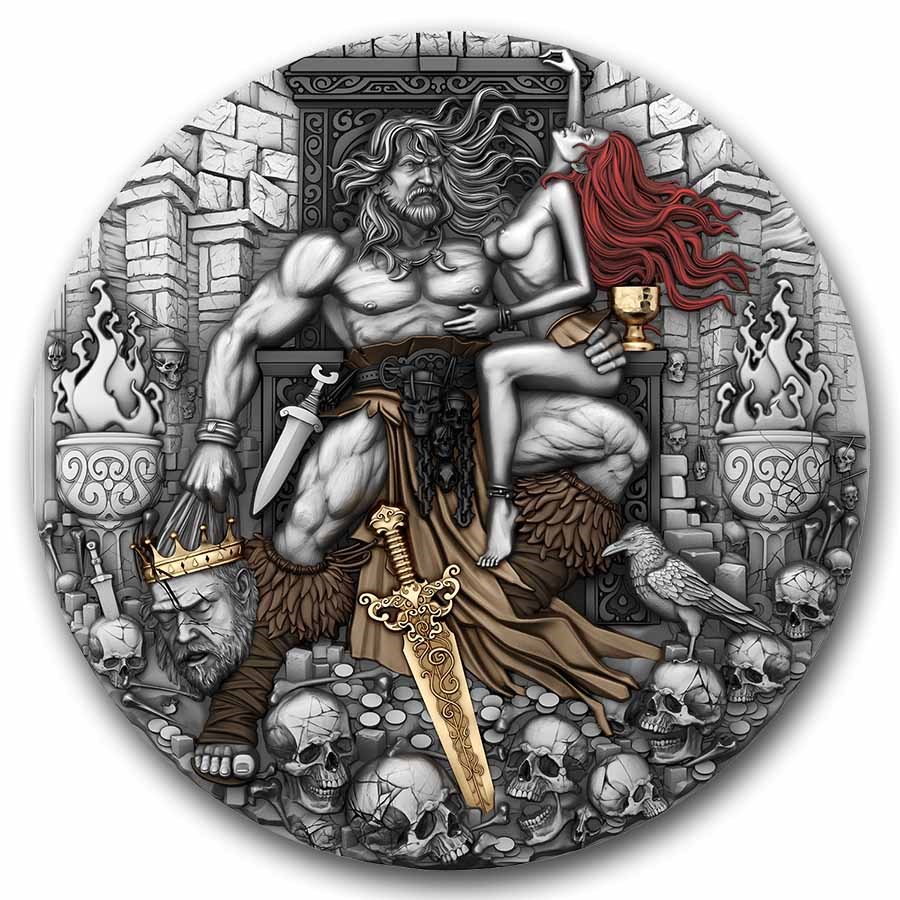 2025 Cameroon 2 oz Silver Barbarian (Gilded) Coin w/ Box & COA