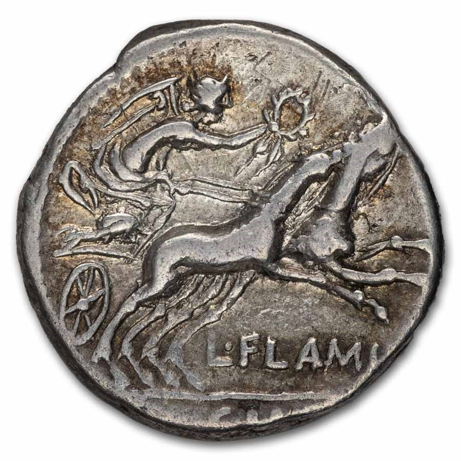 Roman Republic AR Denarius L.Flam. Chilo 109/8 BC VF (Cr-302/1)