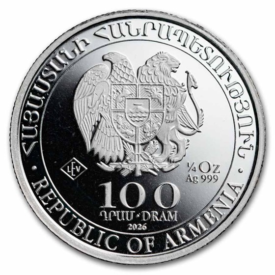 2026 Armenia 1/4 oz Silver 100 Drams Noah’s Ark BU