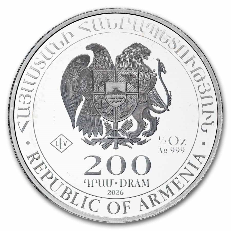 2026 Armenia 1/2 oz Silver 200 Drams Noah’s Ark BU