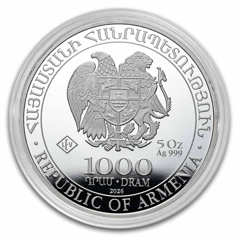 2026 Armenia 5 oz Silver 1000 Drams Noah’s Ark BU