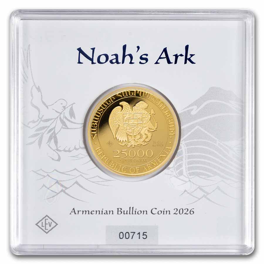 2026 Armenia 1/2 oz Gold 25,000 Dram Noah's Ark BU