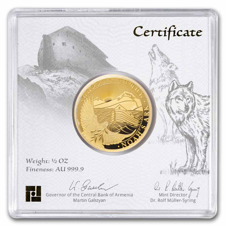 2026 Armenia 1/2 oz Gold 25,000 Dram Noah's Ark BU