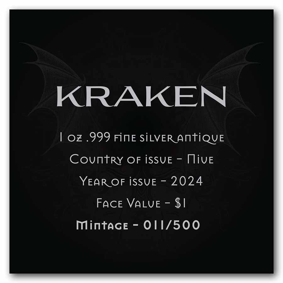 2026 Niue 1 oz Silver Antique Mythical Creatures; The Kraken