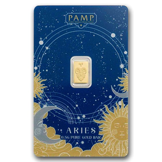 1/2 gram Gold Bar - PAMP Suisse Zodiacs: Aries