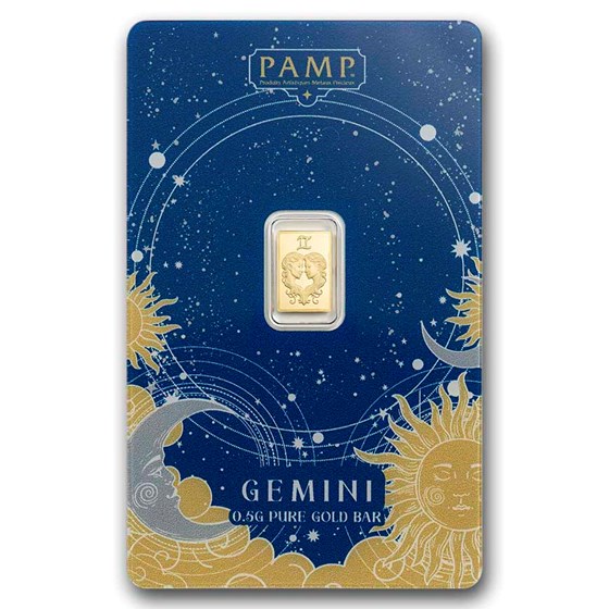 1/2 gram Gold Bar - PAMP Suisse Zodiacs: Gemini