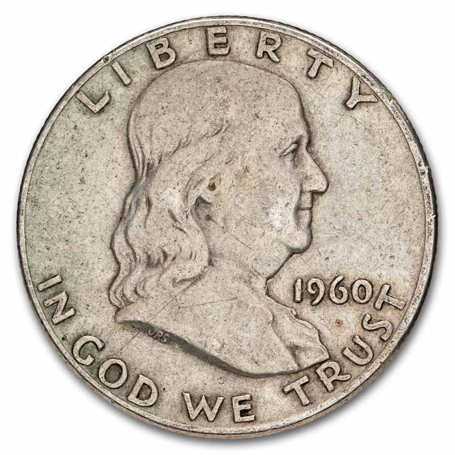 1960-D Franklin Half Dollar 20-Coin Roll Avg Circ