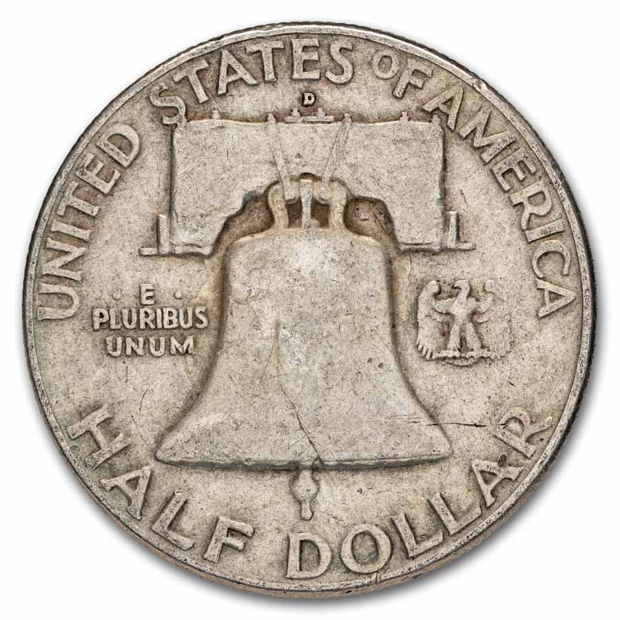 1960-D Franklin Half Dollar 20-Coin Roll Avg Circ