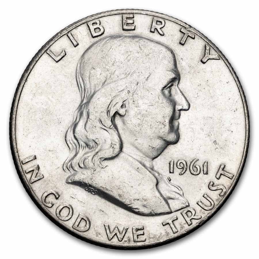 1961 Franklin Half Dollar 20-Coin Roll Avg Circ