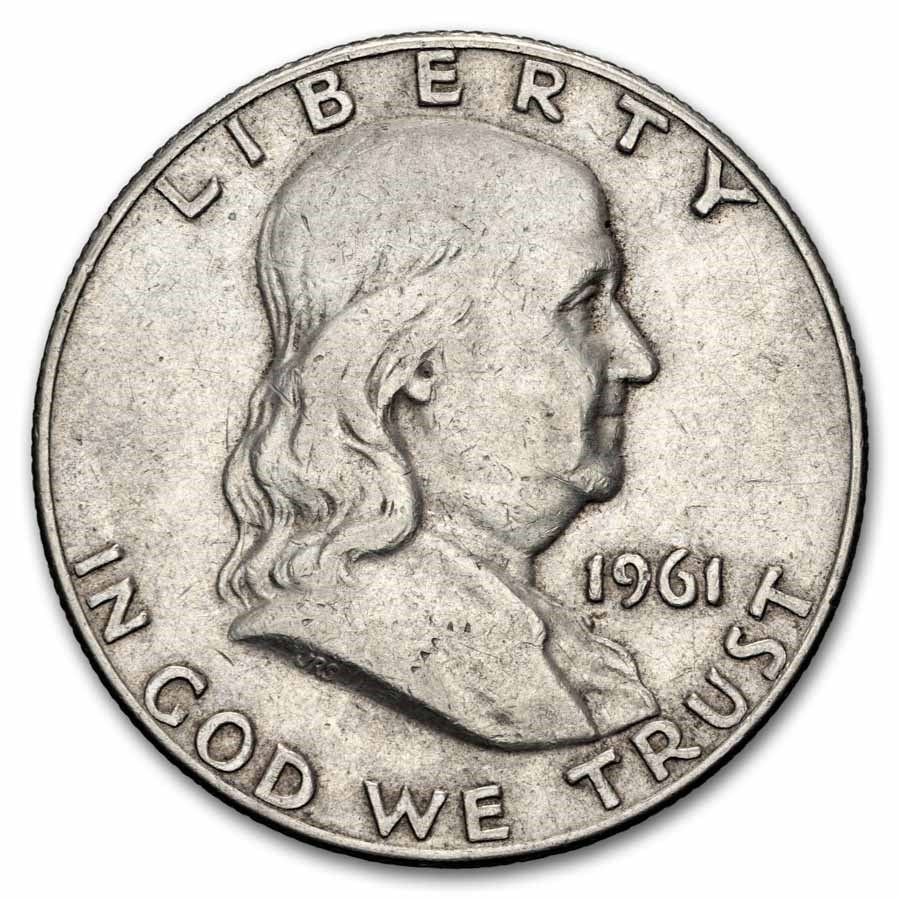 1961-D Franklin Half Dollar 20-Coin Roll Avg Circ