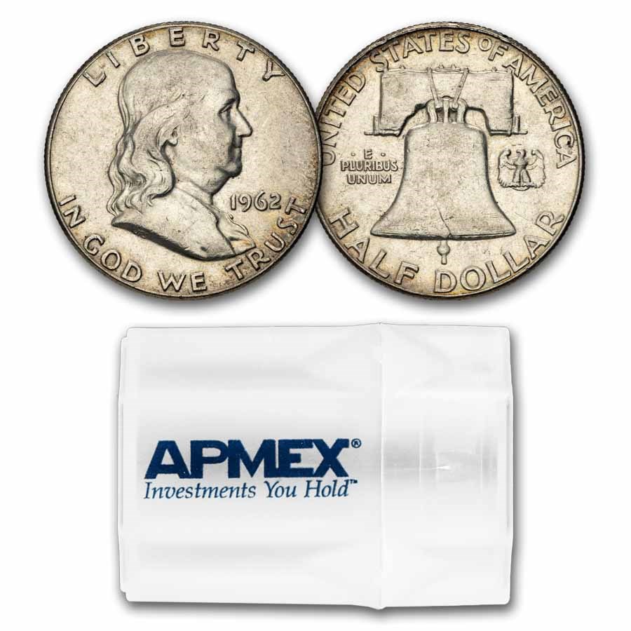 1962 Franklin Half Dollar 20-Coin Roll Avg Circ