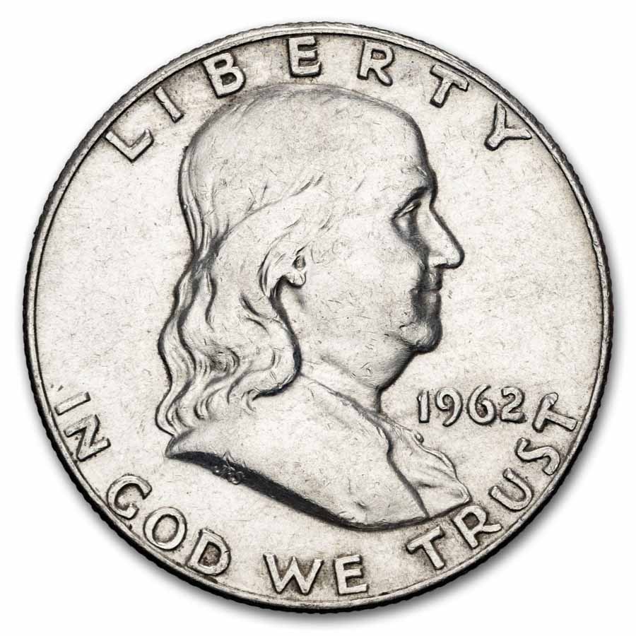 1962-D Franklin Half Dollar 20-Coin Roll Avg Circ