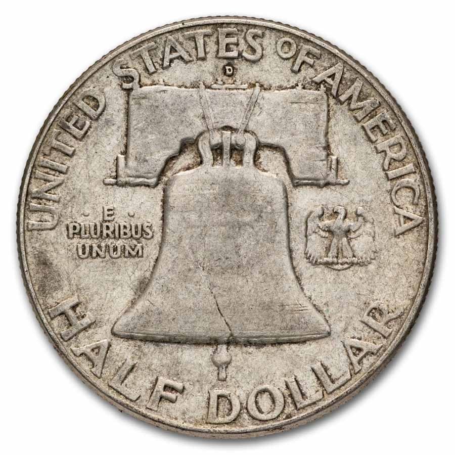 1963-D Franklin Half Dollar 20-Coin Roll Avg Circ