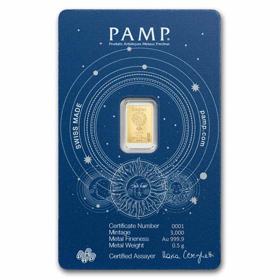 1/2 gram Gold Bar - PAMP Suisse Zodiacs: Scorpio