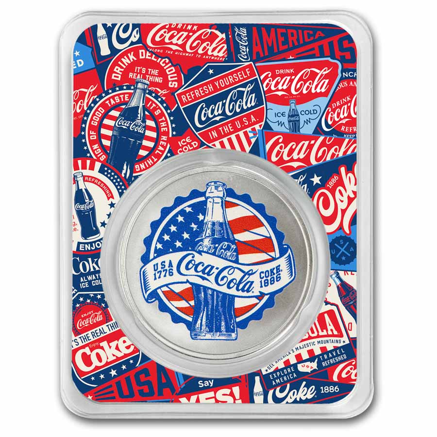Coca-Cola® 1 oz Silver Colorized Americana (in TEP) Coca-Cola® 1 oz Silver Colorized Americana (in TEP)