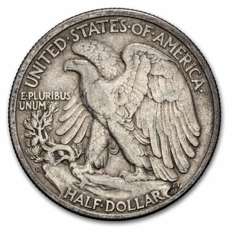 1934-D Walking Liberty Halves 20-Coin Roll Avg Circ