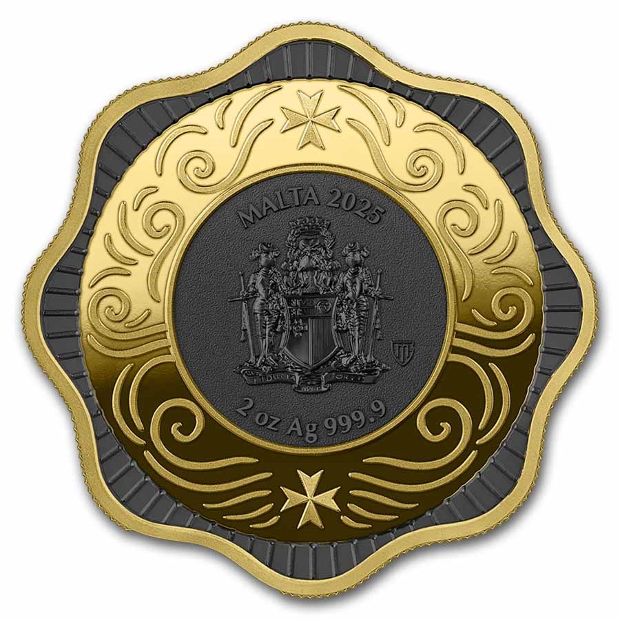2025 Malta 2 oz Silver Maltese Ox 10 Euro BU Coin (UHR/Gilded)