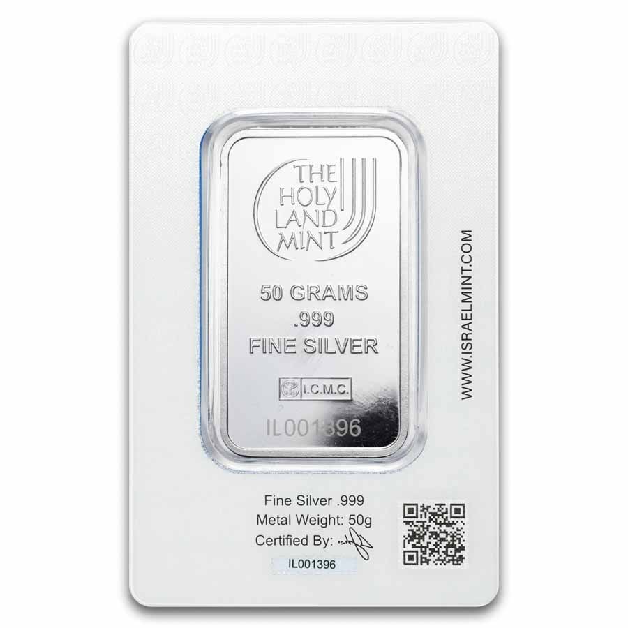 50 gram Silver Bar - Holy Land Mint (Dove of Peace)