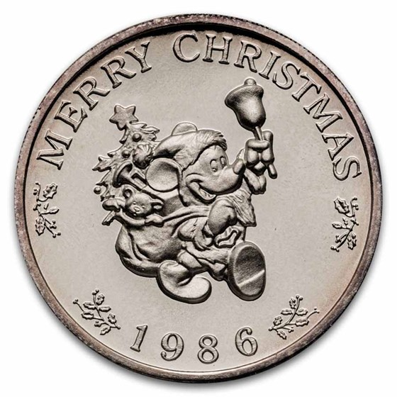 1987 1 oz Silver Round - Mickey's Holiday Treasures (Box &amp; COA)