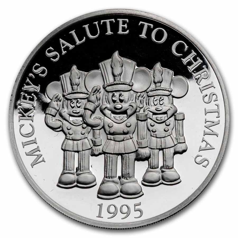 1 oz Silver Round - 1995 Salute to Mickey Christmas (Box &COA)