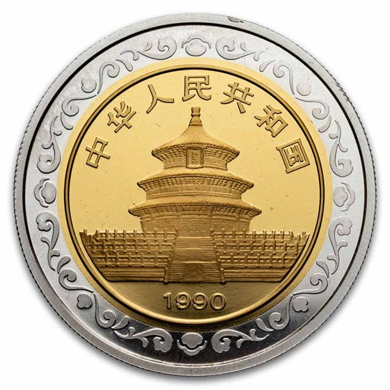 1990 China Gold &amp; Silver Bi-Metallic Panda Hong Kong Expo