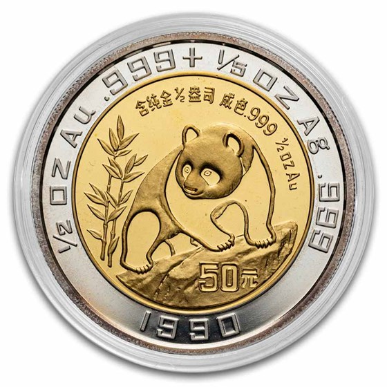 1990 China Gold &amp; Silver Bi-Metallic Panda Hong Kong Expo