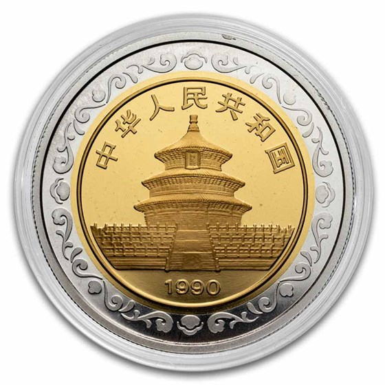 1990 China Gold &amp; Silver Bi-Metallic Panda Hong Kong Expo