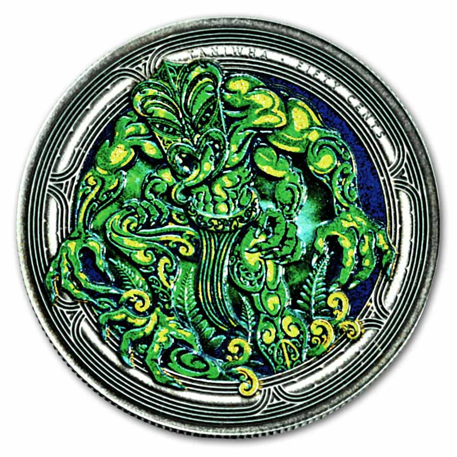 2026 New Zealand 2 oz Silver Colorized Dwelling Taniwha: Forest