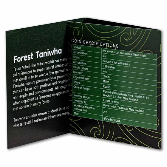2026 New Zealand 2 oz Silver Colorized Dwelling Taniwha: Forest