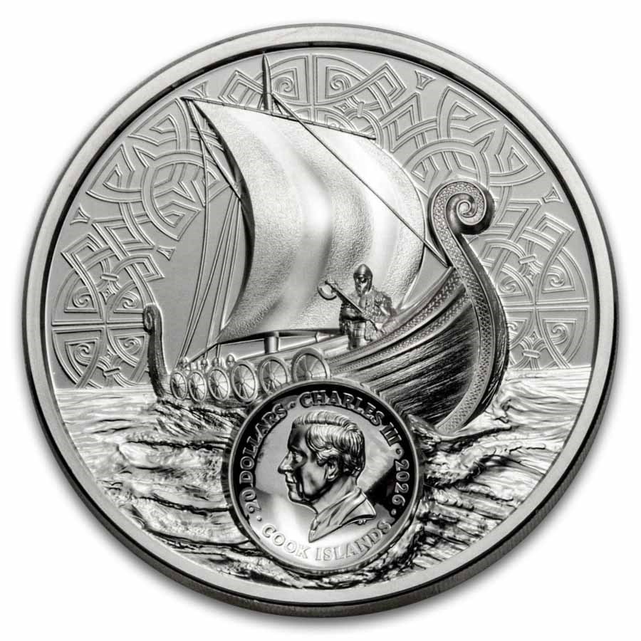 2026 Cook Islands 3 oz Silver Savage Vikings Proof (w/ Box & COA)