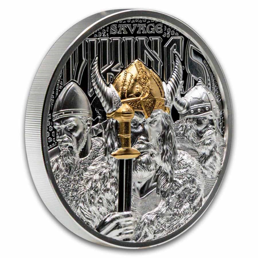 2026 Cook Islands 3 oz Silver Savage Vikings Proof (w/ Box & COA)